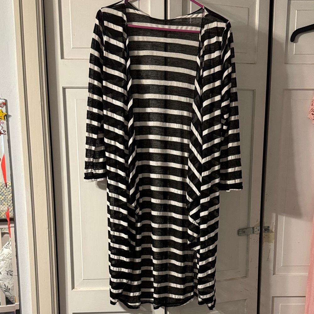 Black and White Striped Cardigan